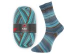 Furka Stretch-Sockenwolle von Golden Socks, Pro Lana,  Strumpfwolle türkis grau